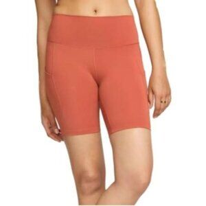 Nike Womens One High-Waisted 8" Pockets Biker Shorts FZ6758-825 Orange Size Smal
